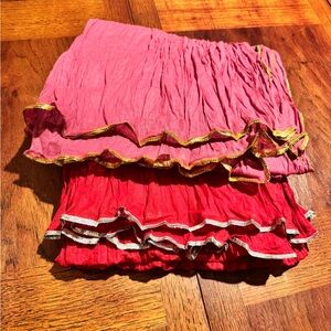 Elegant Pink and Red Ruffled Scarves (2)